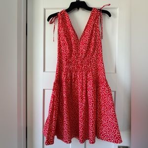 La Vie Rebecca Taylor Malia Mini Dress in Cherry Red & White, Size XS, NWT